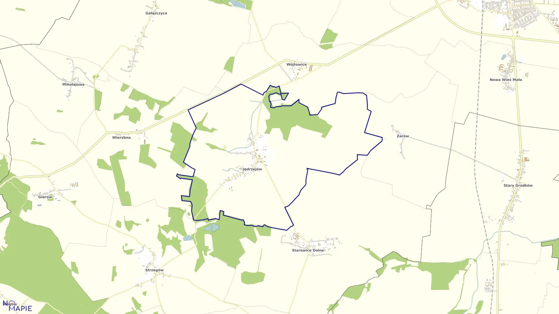 Mapa obrębu JĘDRZEJÓW w gminie Grodków