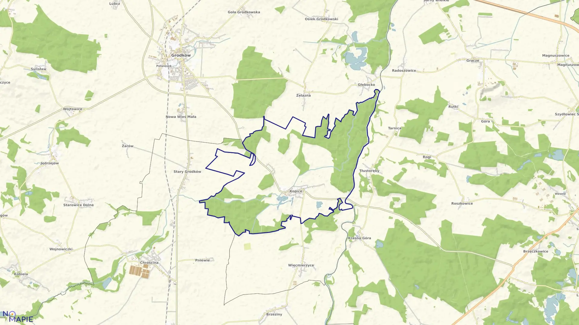 Mapa obrębu KOPICE w gminie Grodków