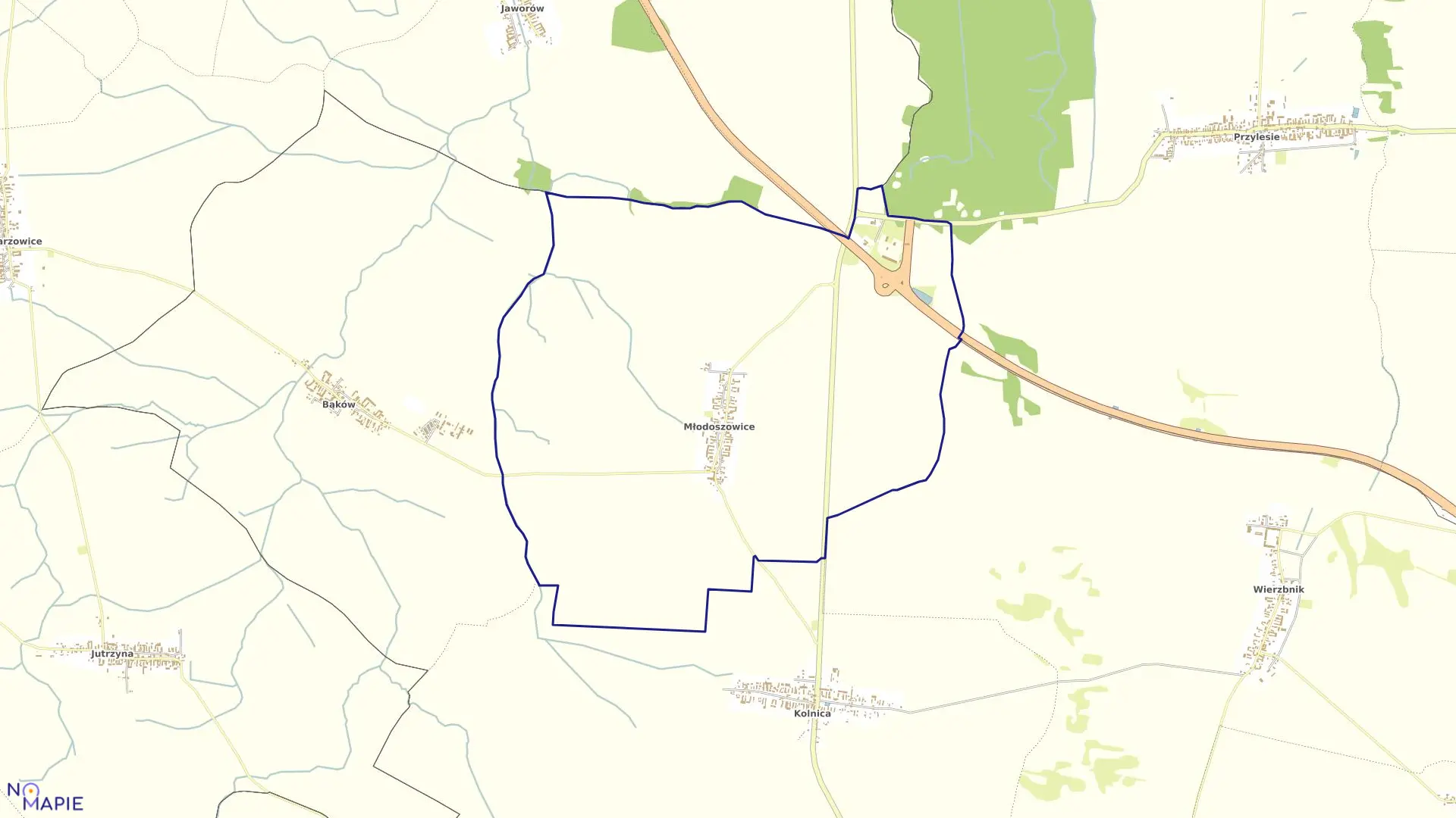 Mapa obrębu MŁODOSZOWICE w gminie Grodków