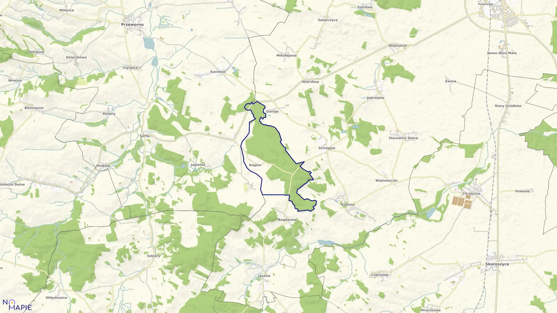 Mapa obrębu ROGÓW w gminie Grodków