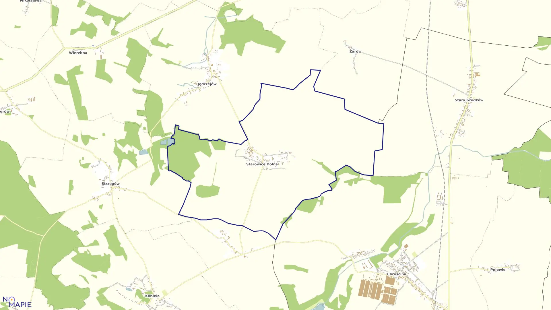 Mapa obrębu STAROWICE DOLNE w gminie Grodków