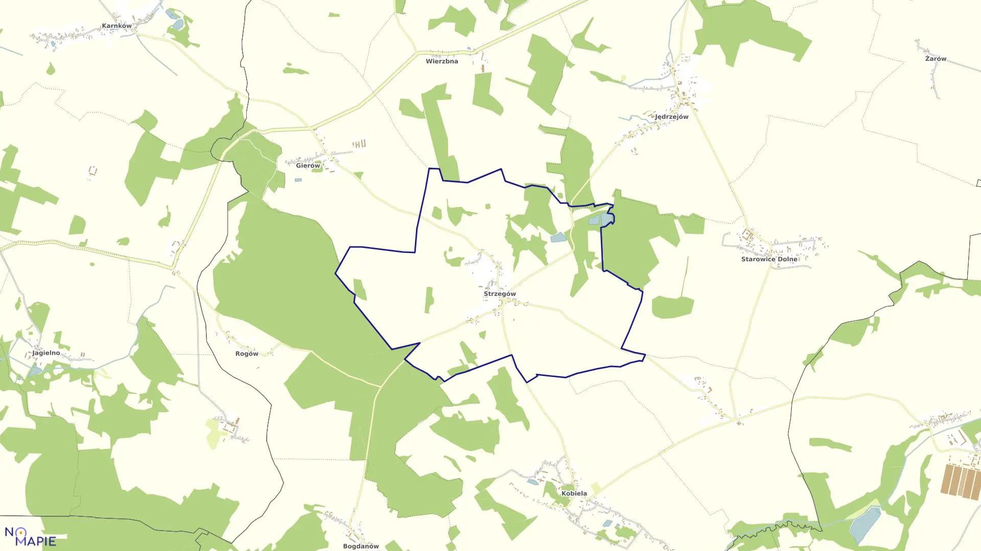 Mapa obrębu STRZEGÓW w gminie Grodków